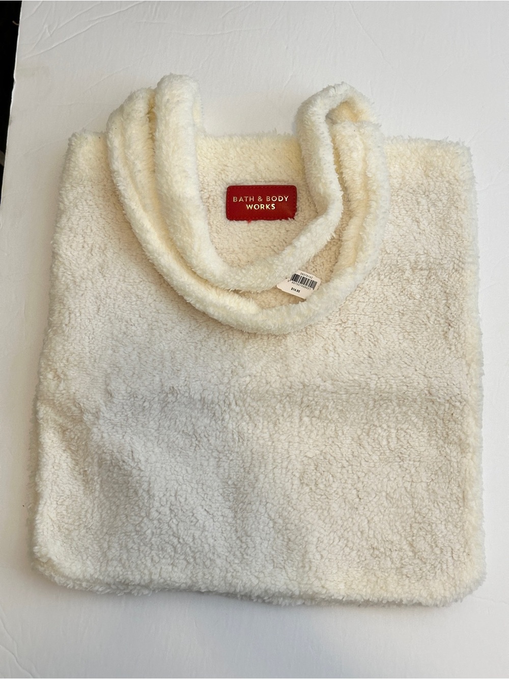 Bath & Body Works Sherpa Tote Bag White 16x15 New
